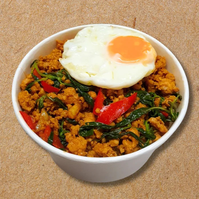 heo quế Cơm Heo Bằm Lá Húng Quế Kiểu Thái (Ớt Sừng - Không Cay)